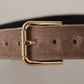 Elegant Velvet Logo Buckle Belt