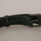 Elegant Dark Green Leather Belt with Logo Buckle