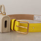 Chic Yellow Leather Belt with Headphone Case