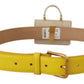 Chic Yellow Leather Belt with Headphone Case