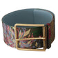 Multicolor Leather Logo Buckle Belt