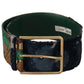 Elegant Green Leather Belt with Logo Buckle