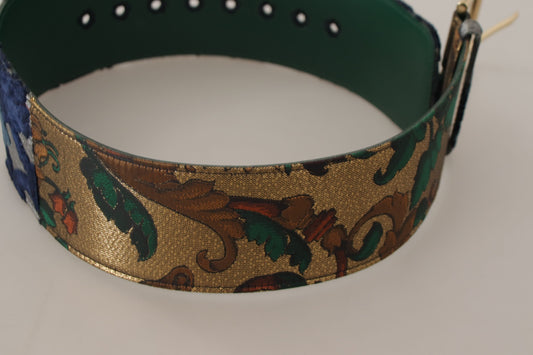 Elegant Green Leather Belt with Logo Buckle