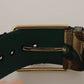 Elegant Green Leather Belt with Logo Buckle