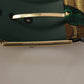 Elegant Green Leather Belt with Logo Buckle