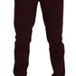 Maroon Skinny Fit Cotton Pants