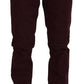 Maroon Skinny Fit Cotton Pants