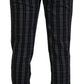 Elegant Gray Checkered Wool Chino Pants