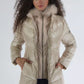 Elegant Beige Padded Jacket with Fur Hood