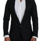 Elegant Martini Style Black Formal Blazer