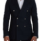 Elegant Cashmere-Silk Blend Blue Blazer