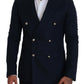 Elegant Cashmere-Silk Blend Blue Blazer