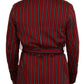 Elegant Red Striped Long Robe Luxury Wear