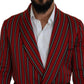 Elegant Red Striped Long Robe Luxury Wear