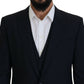 Elegant Navy Wool Blend Martini Blazer