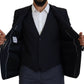 Elegant Navy Wool Blend Martini Blazer