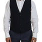 Elegant Navy Wool Blend Martini Blazer