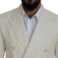 Elegant Off White Silk-Blend Suit