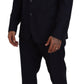 Elegant Blue Martini Wool-Silk Blend Suit