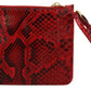 Elegant Red Leather Ayers Snake Clutch