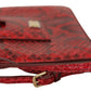 Elegant Red Leather Ayers Snake Clutch