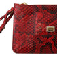 Elegant Red Leather Ayers Snake Clutch