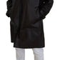 Elegant Hooded Parka Coat in Black and Bordeaux