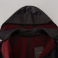 Elegant Hooded Parka Coat in Black and Bordeaux