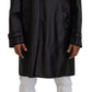 Elegant Hooded Parka Coat in Black and Bordeaux