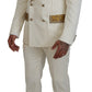 Off White Gold Striped Tuxedo Slim Fit Suit