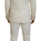 Off White Gold Striped Tuxedo Slim Fit Suit