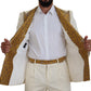 Off White Gold Striped Tuxedo Slim Fit Suit