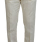 Off White Gold Striped Tuxedo Slim Fit Suit