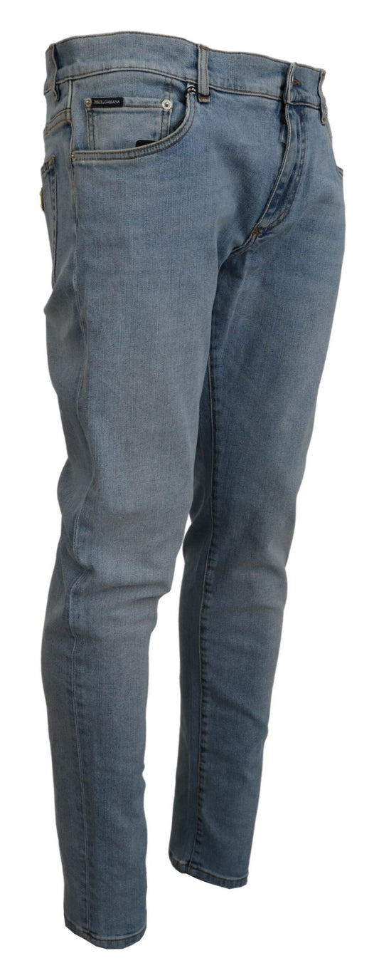 Elegant Slim Fit Light Blue Denim Pants