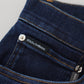 Elegant Slim Fit Dark Blue Denim Jeans