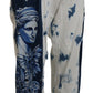 Elegant Loose Fit Denim Pants with Unique Print