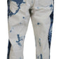 Elegant Loose Fit Denim Pants with Unique Print