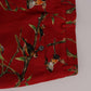 Elegant Silk Dress Trousers in Red Bird Print