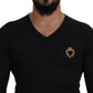 V-Neck Cashmere Sweater with Heart Embroidery