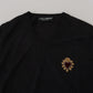 V-Neck Cashmere Sweater with Heart Embroidery