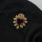 V-Neck Cashmere Sweater with Heart Embroidery