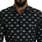 Elegant Slim Fit Crown Print Formal Shirt