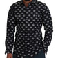 Elegant Slim Fit Crown Print Formal Shirt