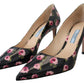 Elegant Floral Print Leather Pumps