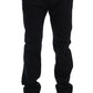 Sleek Blue Cotton Stretch Pants for Men