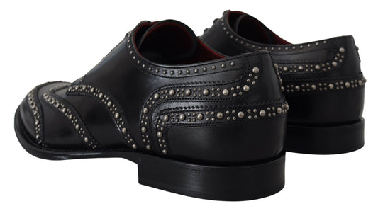 Elegant Studded Black Derby Shoes