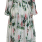 Elegant White Silk Maxi Dress with Rose Print