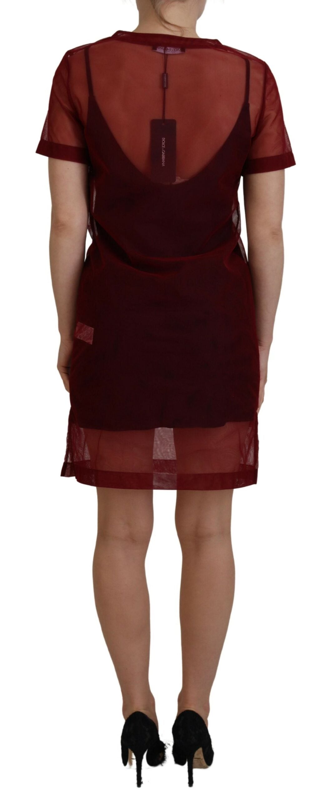 Maroon Mini Shift Dress - Italian Elegance