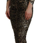 Elegant Leopard Print Midi Bodycon Dress