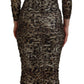 Elegant Leopard Print Midi Bodycon Dress